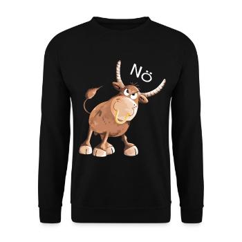 Nö Stier - Bulle- Kuh - Comic - Nein - Fun - Unisex Pullover - Schwarz - Vorne - Alina (178cm) & Michal (187cm)