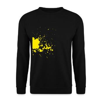 Ein gelber Farbfleck als Kunst - Unisex Pullover - Schwarz - Vorne - Alina (178cm) & Michal (187cm)