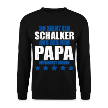 Schalker Papa | Schalke Vatertags Geschenkidee - Unisex Pullover - Schwarz - Vorne - Alina (178cm) & Michal (187cm)