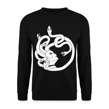 Snake-haired woman (white) - Unisex Sweatshirt - black - Front - Alina (178cm) & Michal (187cm)