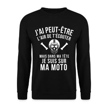 moto, motard, faire de la moto - Sweat-shirt Unisexe - noir - Devant - Alina (178cm) & Michal (187cm)