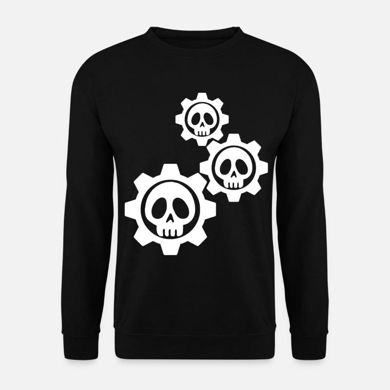 White skulls and gears - Unisex Sweatshirt - black