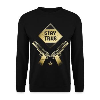 Bleib dir Treu - Unisex Pullover - Schwarz - Vorne - Alina (178cm) & Michal (187cm)