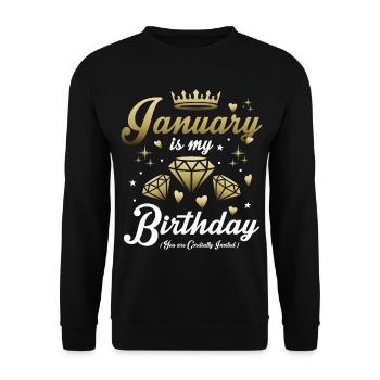 Janvier Anniversaire Enfant - Sweat-shirt Unisexe - noir - Devant - Alina (178cm) & Michal (187cm)