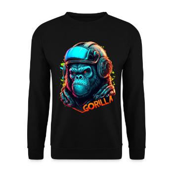 Gorille astronaute néon casque - Sweat-shirt Unisexe - noir - Devant - Alina (178cm) & Michal (187cm)