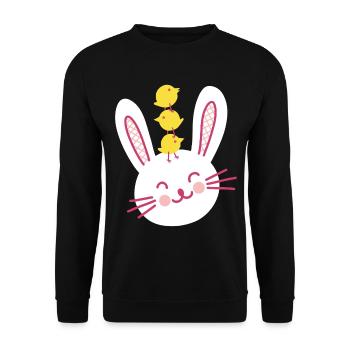Lapin de Pâques et trois poussins mignons - Sweat-shirt Unisexe - noir - Devant - Alina (178cm) & Michal (187cm)