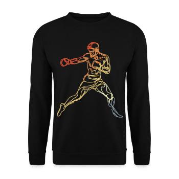 Amateur Boxer Vintage Style - Unisex Pullover - Schwarz - Vorne - Alina (178cm) & Michal (187cm)