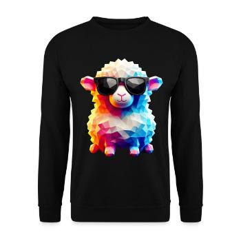 Coole Lammfell-Sonnenbrille - Unisex Pullover - Schwarz - Vorne - Alina (178cm) & Michal (187cm)