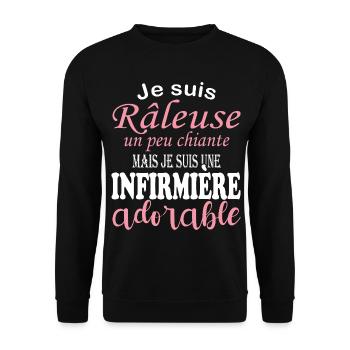 Humour infirmière - idée cadeau infirmière - Sweat-shirt Unisexe - noir - Devant - Alina (178cm) & Michal (187cm)