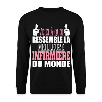 Cadeau rigolo infirmière - Meilleure infirmière - Sweat-shirt Unisexe - noir - Devant - Alina (178cm) & Michal (187cm)