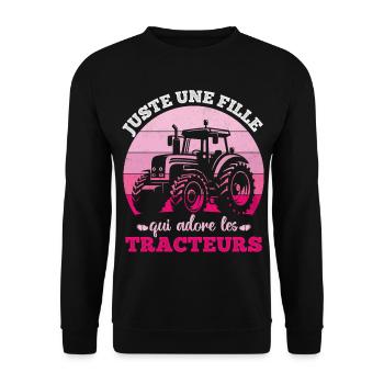 Just a girl who loves tractors humor - Unisex Sweatshirt - black - Front - Alina (178cm) & Michal (187cm)
