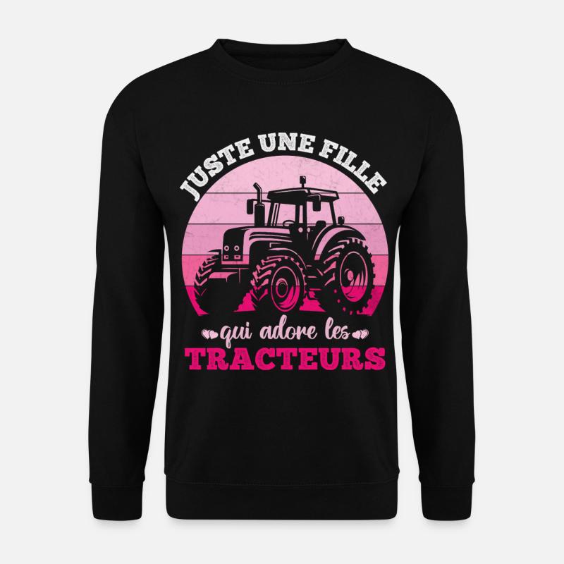 Nur ein Mädchen, das den Traktorhumor liebt - Unisex Pullover - Schwarz