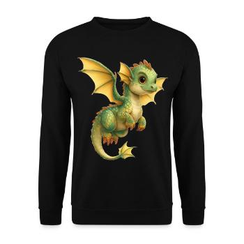 Drache - Unisex Pullover - Schwarz - Vorne - Alina (178cm) & Michal (187cm)