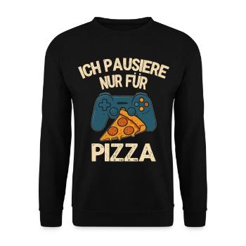 Je fais juste une pause pour pizza - motif gamer - Sweat-shirt Unisexe - noir - Devant - Alina (178cm) & Michal (187cm)