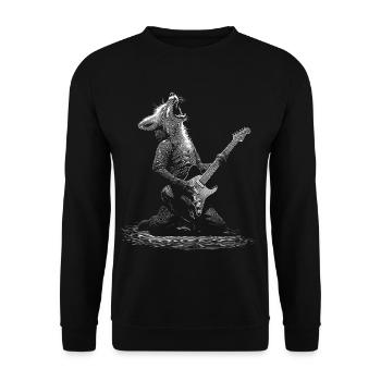 Wild Fox jouant de la guitare électrique - Cadeau Rocker - Sweat-shirt Unisexe - noir - Devant - Alina (178cm) & Michal (187cm)