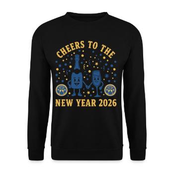 À la santé de la fête du Nouvel An 2026 - Sweat-shirt Unisexe - noir - Devant - Alina (178cm) & Michal (187cm)