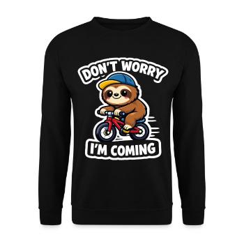 Sloth Kawaii Bicycle Gift Cute - Unisex Sweatshirt - black - Front - Alina (178cm) & Michal (187cm)