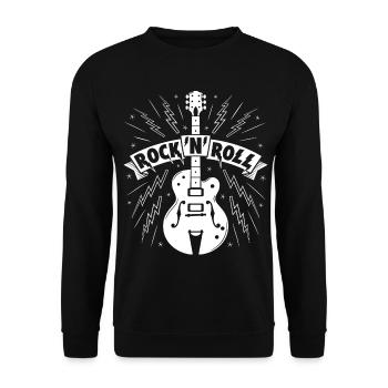 Rock'N'Roll Banner with Guitar - Unisex Sweatshirt - black - Front - Alina (178cm) & Michal (187cm)