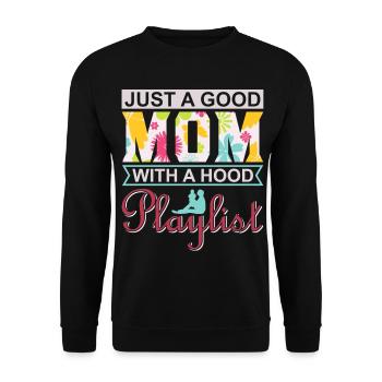 Juste une bonne maman avec une cagoule Chemise de playlist - Sweat-shirt Unisexe - noir - Devant - Alina (178cm) & Michal (187cm)
