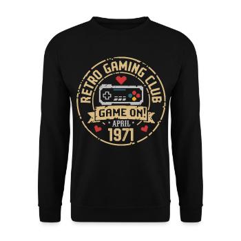 April 1971 Anniversary April 1971 Retro - Unisex Sweatshirt - black - Front - Alina (178cm) & Michal (187cm)