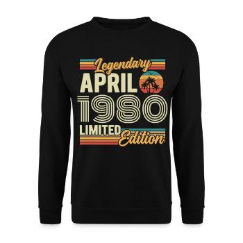 April 1980 46th Anniversary Gift - April 1980 - Unisex Sweatshirt - black - Front - Alina (178cm) & Michal (187cm)