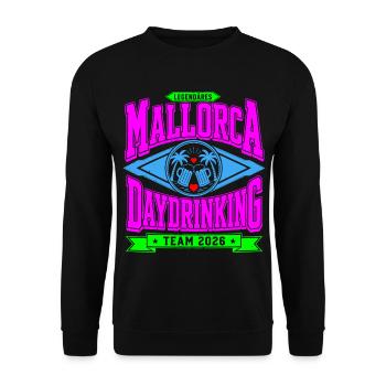 Malle 2026 Legendäres Daydrinking Team 2026 - Unisex Pullover - Schwarz - Vorne - Alina (178cm) & Michal (187cm)