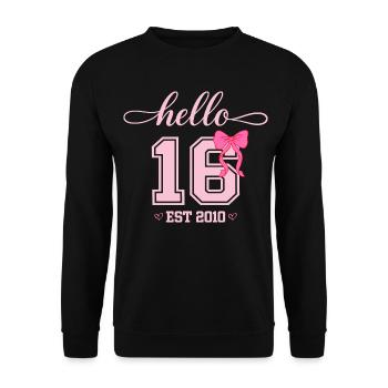 Hello 16 Est 2010 Mädchen Geburtstag Design - Unisex Pullover - Schwarz - Vorne - Alina (178cm) & Michal (187cm)