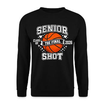 Senior 2026 Basketball – Die Abschlussfeier des letzten Wurfs - Unisex Pullover - Schwarz - Vorne - Alina (178cm) & Michal (187cm)
