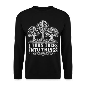 Humor Holz Tischler Tischler | Handwerkergeschenk - Unisex Pullover - Schwarz - Vorne - Alina (178cm) & Michal (187cm)