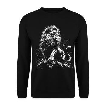 Lion on Rocks Cool Proud Courageous Graceful Leo - Unisex Sweatshirt - black - Front - Alina (178cm) & Michal (187cm)