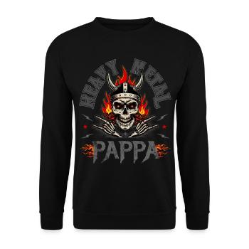 Heavy Metal Dad T-Shirt Geschenk - Unisex Pullover - Schwarz - Vorne - Alina (178cm) & Michal (187cm)
