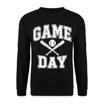 Game Day Baseball – Schläger & Ball - Unisex Pullover - Schwarz - Vorne - Alina (178cm) & Michal (187cm)