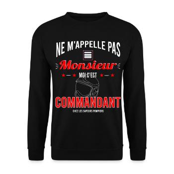 Sapeur pompier Commandant - Sweat-shirt Unisexe - noir - Devant - Alina (178cm) & Michal (187cm)
