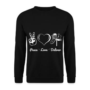 Peace Love Deliver Postman Postman Poison - Unisex Sweatshirt - black - Front - Alina (178cm) & Michal (187cm)