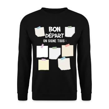 Collègue. Humour Bon départ cadeau collègue - Sweat-shirt Unisexe - noir - Devant - Alina (178cm) & Michal (187cm)