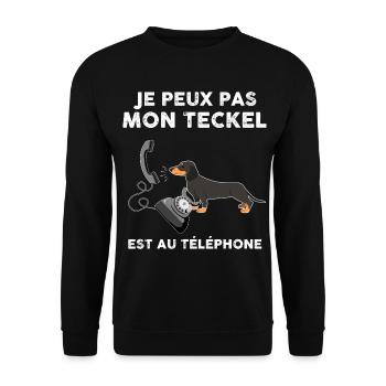 Chien Mignon Teckel Cadeau Humour Famille - Sweat-shirt Unisexe - noir - Devant - Alina (178cm) & Michal (187cm)