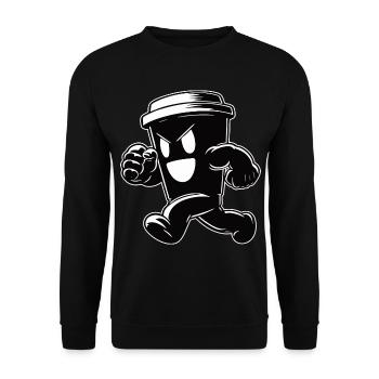 Funny Running Coffee Mug – For Coffee Lovers - Unisex Sweatshirt - black - Front - Alina (178cm) & Michal (187cm)