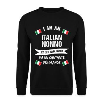 Italian Nonno - Grand-père italien qui chante - Sweat-shirt Unisexe - noir - Devant - Alina (178cm) & Michal (187cm)