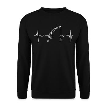 Battement de coeur de canne à pêche - cadeau drôle d’amoureux de pêche - Sweat-shirt Unisexe - noir - Devant - Alina (178cm) & Michal (187cm)