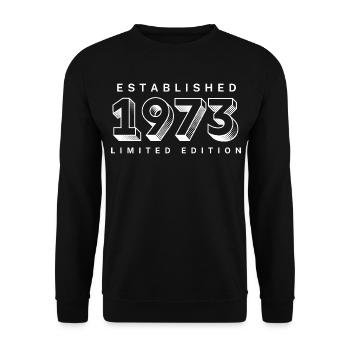 GEGRÜNDET 1973, LEGEND 1973, JAHRGANG 1973 - Unisex Pullover - Schwarz - Vorne - Alina (178cm) & Michal (187cm)