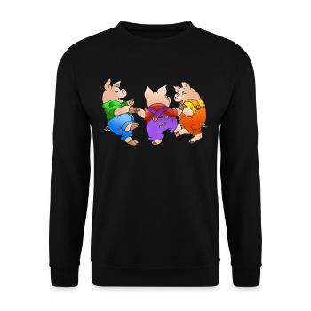 trois porcelets - Sweat-shirt Unisexe - noir - Devant - Alina (178cm) & Michal (187cm)