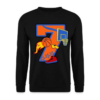 Basketball 7. Geburtstagsparty Nummer 7 - 7 Jahre - Unisex Pullover - Schwarz - Vorne - Alina (178cm) & Michal (187cm)
