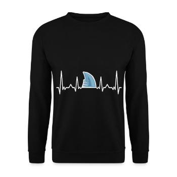 Haifischflosse Herzschlag Hai Liebhaber Geschenk - Unisex Pullover - Schwarz - Vorne - Alina (178cm) & Michal (187cm)