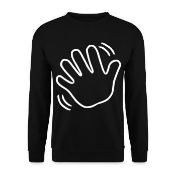 Emoji winken Skizze weiß - Unisex Pullover - Schwarz - Vorne - Alina (178cm) & Michal (187cm)