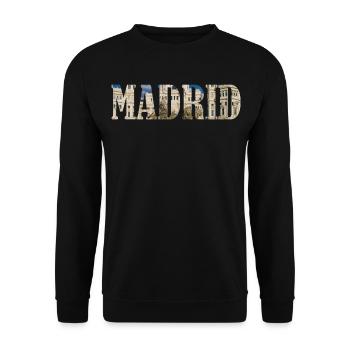 Madrid Typography with City Photo Inside Letters - Unisex Sweatshirt - black - Front - Alina (178cm) & Michal (187cm)
