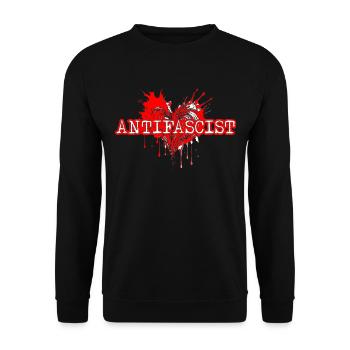 Antifascist Heart - Unisex Sweatshirt - black - Front - Alina (178cm) & Michal (187cm)