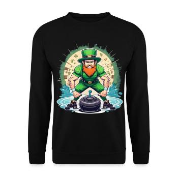 St. Patrick's Day Kleeblatt Curling - Unisex Pullover - Schwarz - Vorne - Alina (178cm) & Michal (187cm)