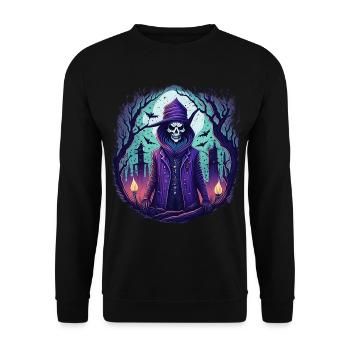Gruseliges Halloween-partykostüm Zombie - Unisex Sweatshirt - black - Front - Alina (178cm) & Michal (187cm)