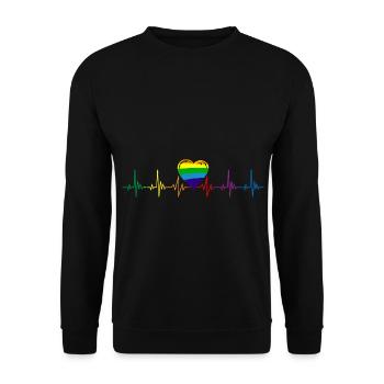 LGBTQ Battements de coeur Gay Gay - Sweat-shirt Unisexe - noir - Devant - Alina (178cm) & Michal (187cm)