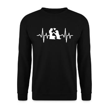 My heart beats for the dog! - Unisex Sweatshirt - black - Front - Alina (178cm) & Michal (187cm)